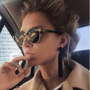 Gafas De Sol Retro sin montura para hombre y mujer, anteojos De Sol De marca De diseñador, De medio Marco, clásicas, Vintage, UV400