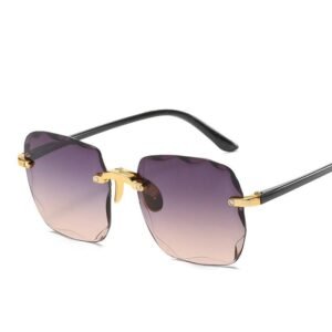 Gafas de sol cuadradas sin montura para hombre y mujer, anteojos de sol femeninos de marca de lujo, de diseñador, a la moda, color rojo, con UV400, 2021
