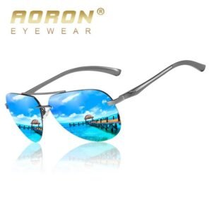 AORON-gafas de sol polarizadas para hombre y mujer, lentes de marca de diseño, de aluminio, con espejo