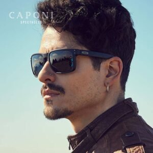 CAPONI-gafas de sol de conducción para hombre, lentes de sol polarizadas con marco cuadrado, fotocromático, color negro, BS9417, nuevo diseño, 2021