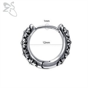 ZS 316L pendientes de acero inoxidable para hombres pendientes de argolla tipo Punk gótico oído rondas 2 uds pendientes Hip Hop accesorios de la joyería