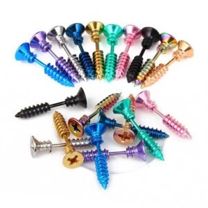 Pendientes punk de acero inoxidable para hombre y niña, aretes dorados y negros, bisutería, accesorios de joyería, 2020