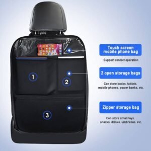 Almohadilla antipatadas de cuero PU impermeable para asiento de coche, Protector trasero, antiarañazos esterilla, barrera para niños y mascotas con bolsa de almacenamiento con cremallera