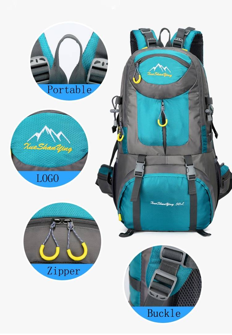 Mochila de senderismo de gran capacidad para hombre y mujer, bolsa impermeable de montaña para viaje, Camping, bolsa para deportes al aire libre, 40/50/60L