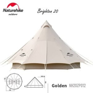 Naturehike 20 ㎡ gran tienda de campaña de la tribu pirámide Persona 3-4 carpa al aire libre a prueba de viento tienda de Sol de lujo refugio-Brighten20