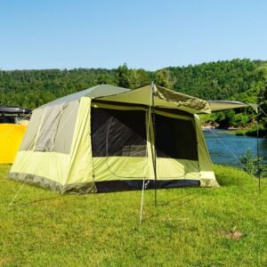 Outsunny Tienda de Campana Familiar 4-8 Personas Carpa Grande Acampada Tipo Refugio Portatil y Impermeable 410x310x225cm