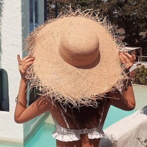 Verano rafia Natural sombrero para el sol para las mujeres de ala ancha moda cinta Floppy sombra sombrero de paja niña al aire libre vacaciones playa Sombrero de Panamá