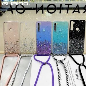 Funda con correa para Xiaomi Redmi Note 9S 9 Pro Max 8T 8 7 6 5 Pro 4 7A 8A 9A 9C Mi 10 T Poco X3 NFC, funda con cordón brillante