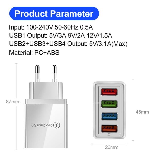 Cargador USB de carga rápida 4,0 3,0 3.1A, adaptador de corriente de carga rápida para Samsung iPhone 11, 7 X, 4 puertos Accesorios para Smartphone ELECTRÓNICA Móviles y smartphones homo.cat https://homo.cat/product/cargador-usb-de-carga-rapida-40-30-3-1a-adaptador-de-corriente-de-carga-rapida-para-samsung-iphone-11-7-x-4-puertos/