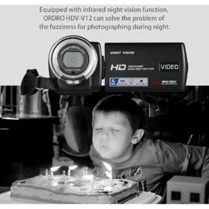 Ordro-cámara de vídeo V12 Vlog, videocámara Digital para el hogar, 1080P HD, visión nocturna, para YouTube