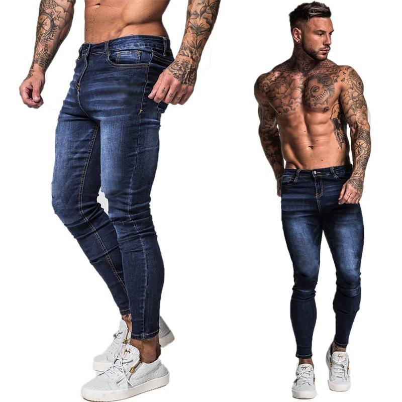 Quge Hombre Vaqueros Skinny Pantalones Tejanos Rotos Cintura Media Delgado  Fit Jeans 40: : Moda