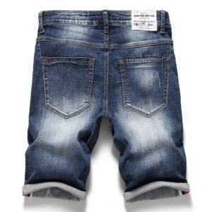 Novedad de verano de los hombres elástico corto Jeans moda Casual Slim Fit de alta calidad Vaquero elástico pantalones cortos masculinos ropa de marca