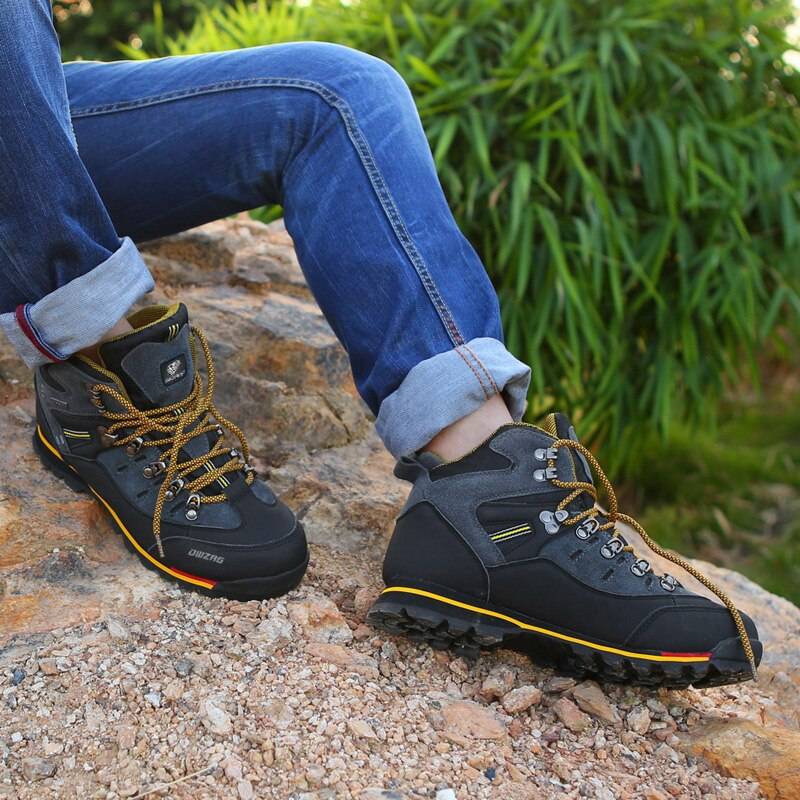 Zapatillas impermeables al aire libre para hombres marca cuero senderismo  zapatos hombres escalada montaña trekking deporte hombre botas