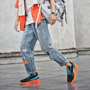 Zapatillas deportivas transpirables de malla para hombre y mujer, calzado ligero y suave y grueso con agujeros para parejas