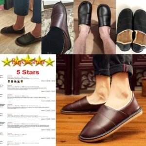 Zapatillas de cuero para hombre, zapatos cálidos de invierno, Zapatillas de casa, pantuflas de felpa para interior, a la moda, Unisex, 2020