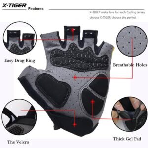 X Tiger 3D Almohadilla de GEL de Guantes Deportivos Con Reflectante de Color Verde Brillante MTB Bicicleta Guantes Medio Dedo Guantes de Ciclismo de Montaña Guantes de la bicicleta