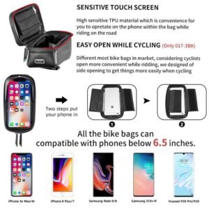 ROCKBROS-bolsa para bicicleta de montaña y carretera, resistente al agua, con pantalla táctil, marco de tubo frontal superior, 6,5