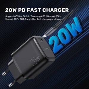 TOPK-cargador USB tipo C B210P para móvil, dispositivo de carga rápida 3,0 de 20W, PD, para iPhone 12 Pro Max, Xiaomi