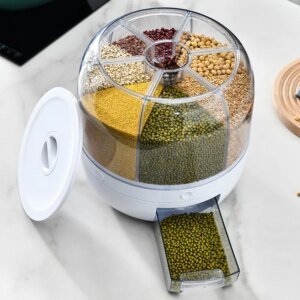 Dispensador de alimentos giratorio de 360 grados, a prueba de humedad, contenedor de alimentos de cocina, caja de almacenamiento