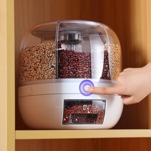 Dispensador de alimentos giratorio de 360 grados, a prueba de humedad, contenedor de alimentos de cocina, caja de almacenamiento