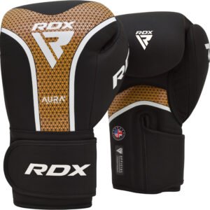 GUANTE DE BOXEO AURA PLUS T-17 NEGRO DORADO-10OZRDX