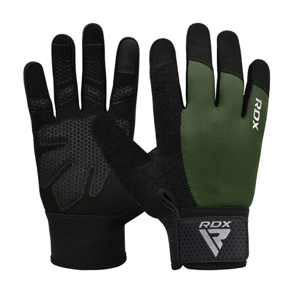GUANTES LEVANTAMIENTO DE PESAS GIMNASIO W1 FULL ARMY GREEN PLUS-LRDX