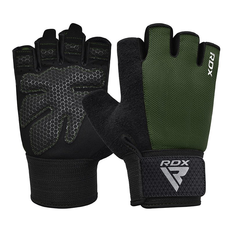 GUANTES LEVANTAMIENTO DE PESAS GIMNASIO W1 MEDIO VERDE EJÉRCITORDX - Imagen 6