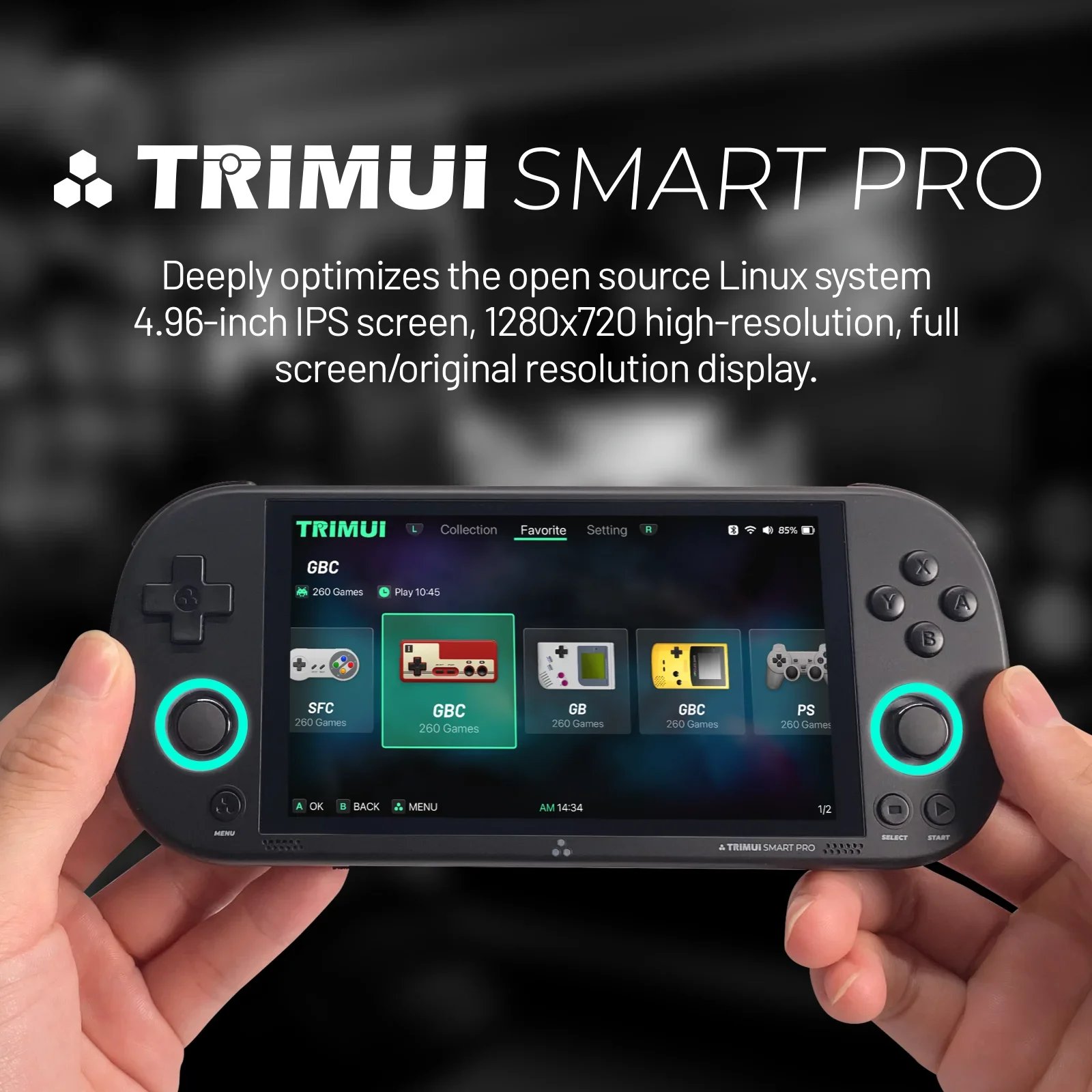 Trimui-consola de juegos portátil Smart Pro Retro Para Niños y Adultos, sistema de juegos compatible con Bluetooth, regalo de 4,96 pulgadas