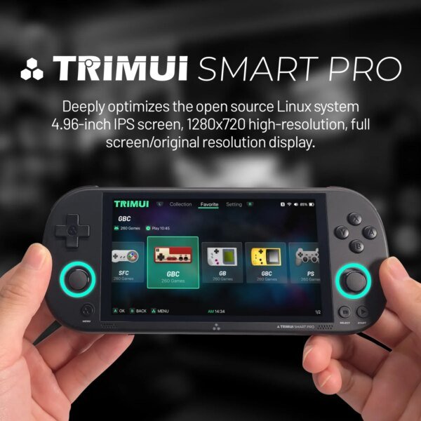 Trimui-consola de juegos portátil Smart Pro Retro Para Niños y Adultos, sistema de juegos compatible con Bluetooth, regalo de 4,96 pulgadas - Imagen 4