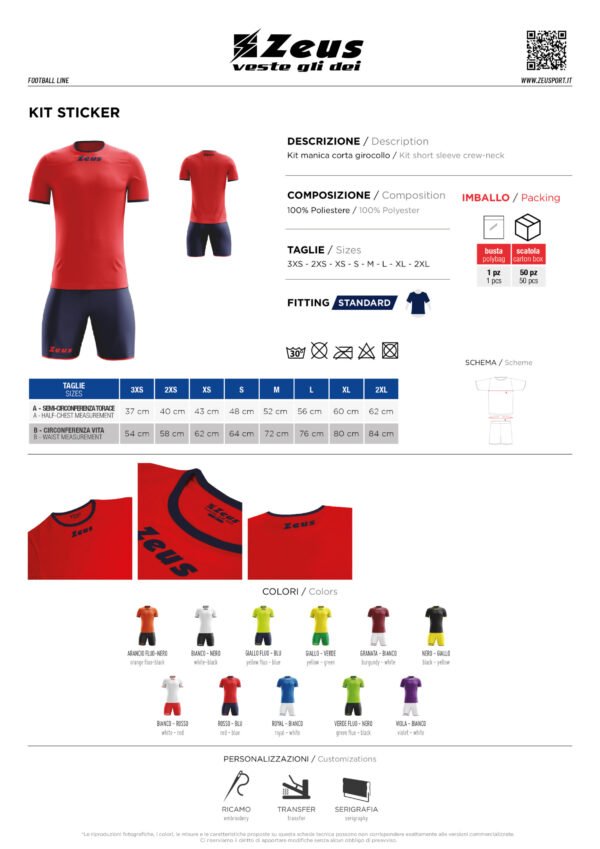 Equipación de fútbol KIT STICKER-Zeus - Imagen 6