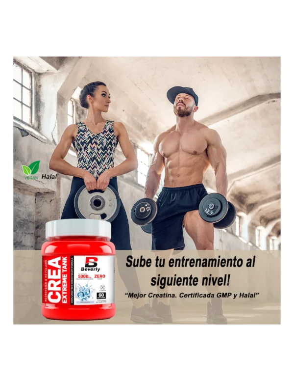 CREA EXTREME 100% Creatina Monohidrato | 500 gr - 100 tomas | Sin sabor | Masa Muscular, Fuerza | Vegan | Sin gluten - Imagen 4
