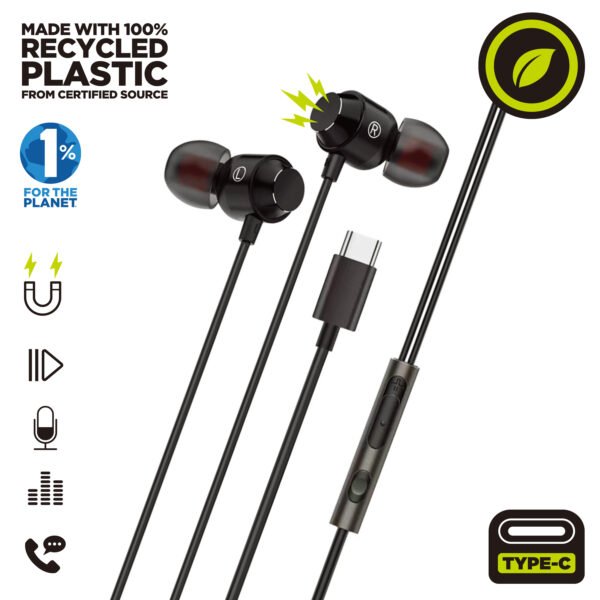 Auriculares magneticos muvit m32 usb tipo c negro Muvit