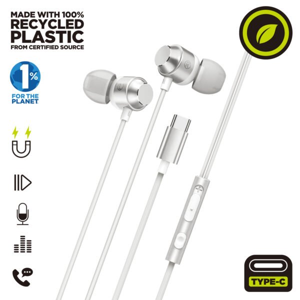 Auriculares magneticos muvit m32 usb tipo c blanco Muvit