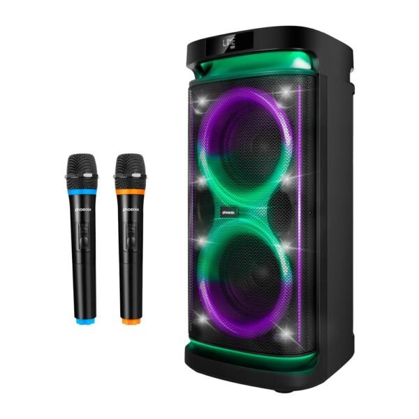 Altavoz rumbleboss xl phoenix 160w rms batería 7000 mah función karaoke 2 microfonos inalambricos incluidos Phoenix technologies