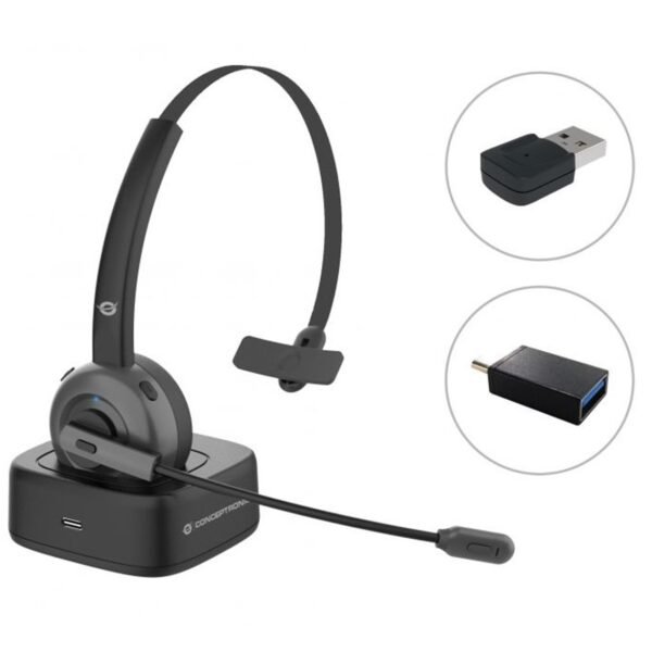 Auricular conceptronic bluetooth polona03bda con base de carga headset mono Conceptronic