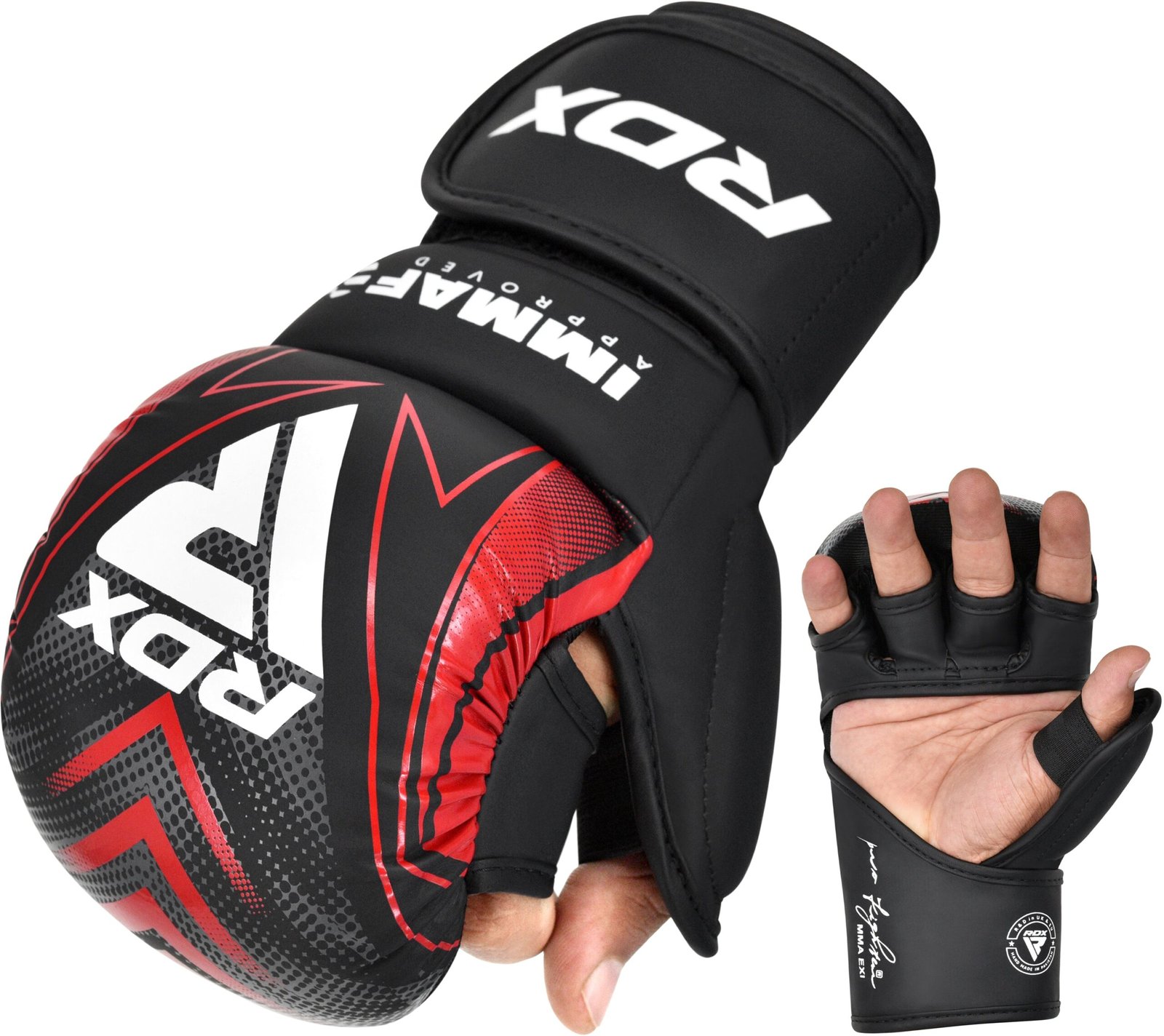 IMMAF Aprobado Shooter Grappling Guantes Rojo - Imagen 2